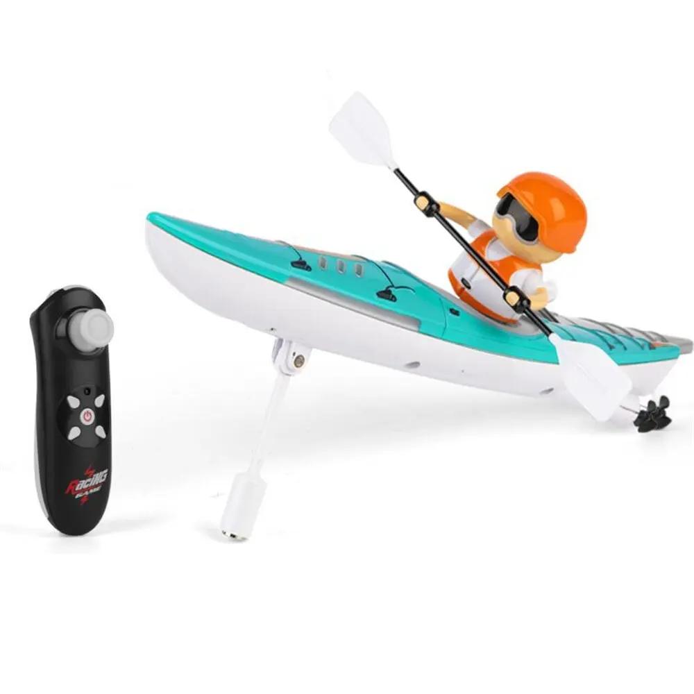 2.4G Лодка с дистанционным управлением Каяк Гонки Корабль Rc Гребная лодка Гребля Водные соревнования Игры Наружная игрушка Подарки для детей Мальчиков синий