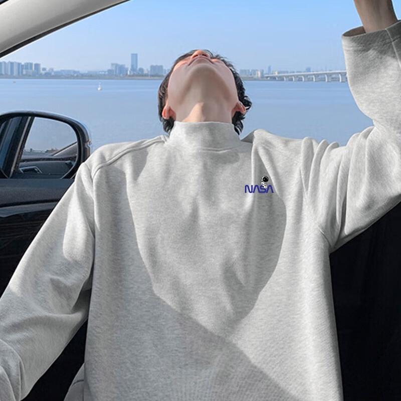 Men's NASA MARVEL Loose Fit Mock Neck Long Sleeve T-Shirt