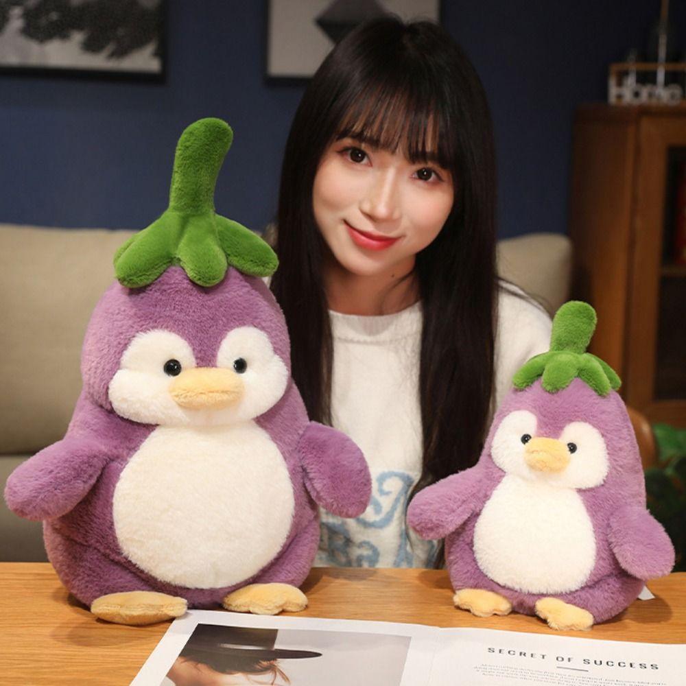 Fluffy Eggplant Penguin Stuffed Toy Soft Stuffed Soft Penguin Doll  Decorate Present