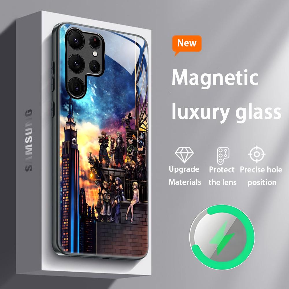 Hot Kingdom Hearts Game Phone Case For Samsung S25 S24 S23 S22 S21 S20 Plus Ultra Note20 Glass Magnetic Case