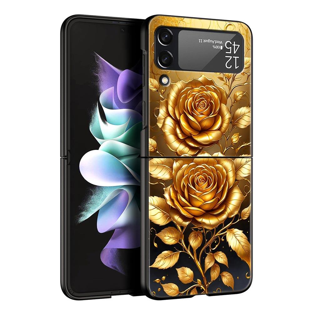 

Жесткий ПК чехол для телефона Samsung Galaxy Z Flip 7 6 5 4 Черный чехол для Galaxy Z Flip 3 Складной Ударопрочный Золотой Розовый Сердце Z Flip 7