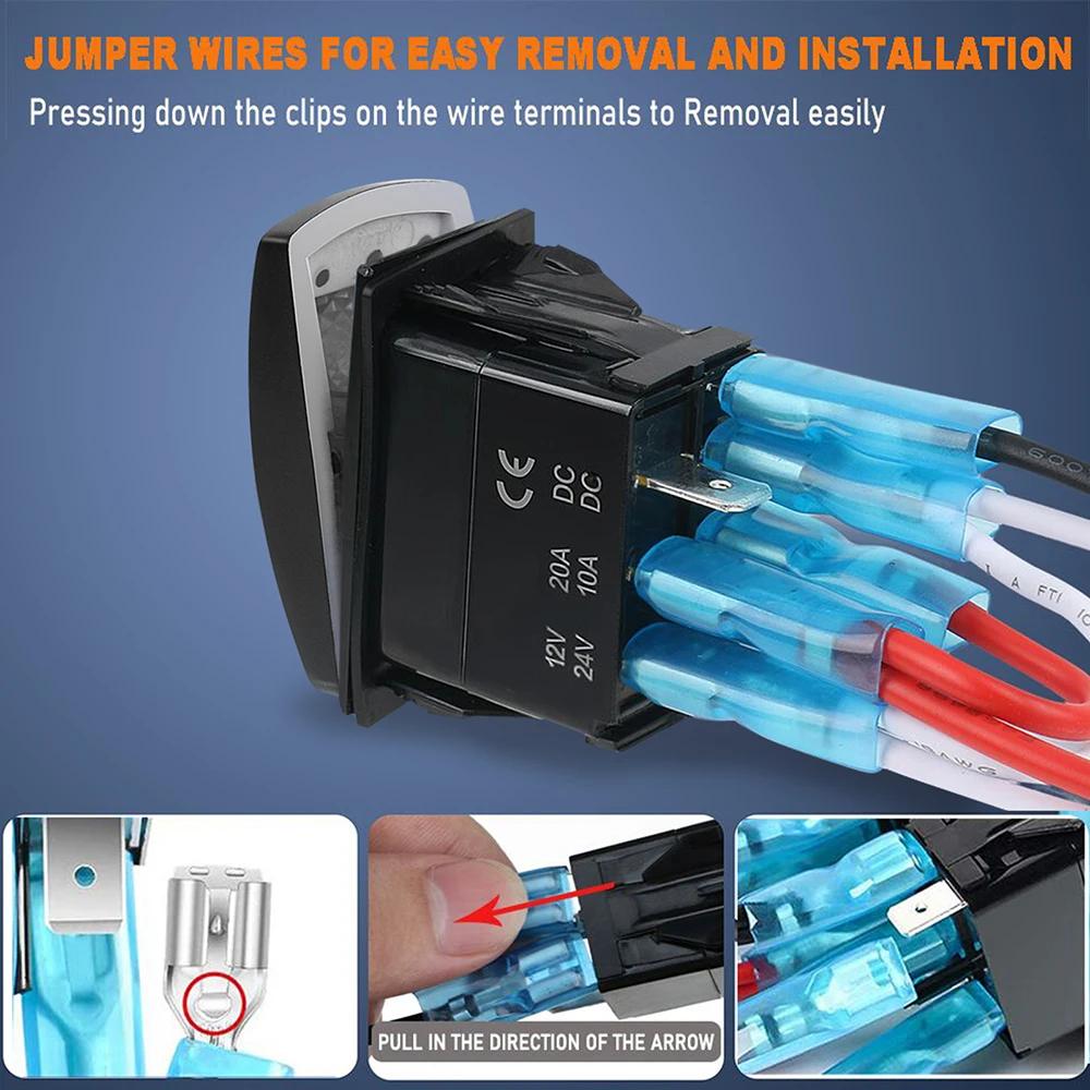 Senlo Headlights Rocker Switch 7 PIN ON-ON-OFF High Low Beam Rocker Switch with Wires for Fog Light for Car UTV Truck RV Trailer Battery Switches5