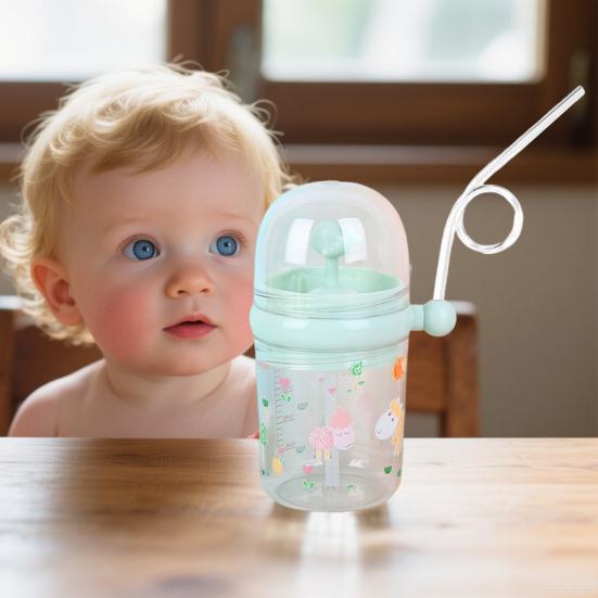 Whale Squirt Drinking Cup with Straw Leak Proof Reusable Sippy Cup for Kids 260ml Whale Fountain Tumbler for Party School Beach