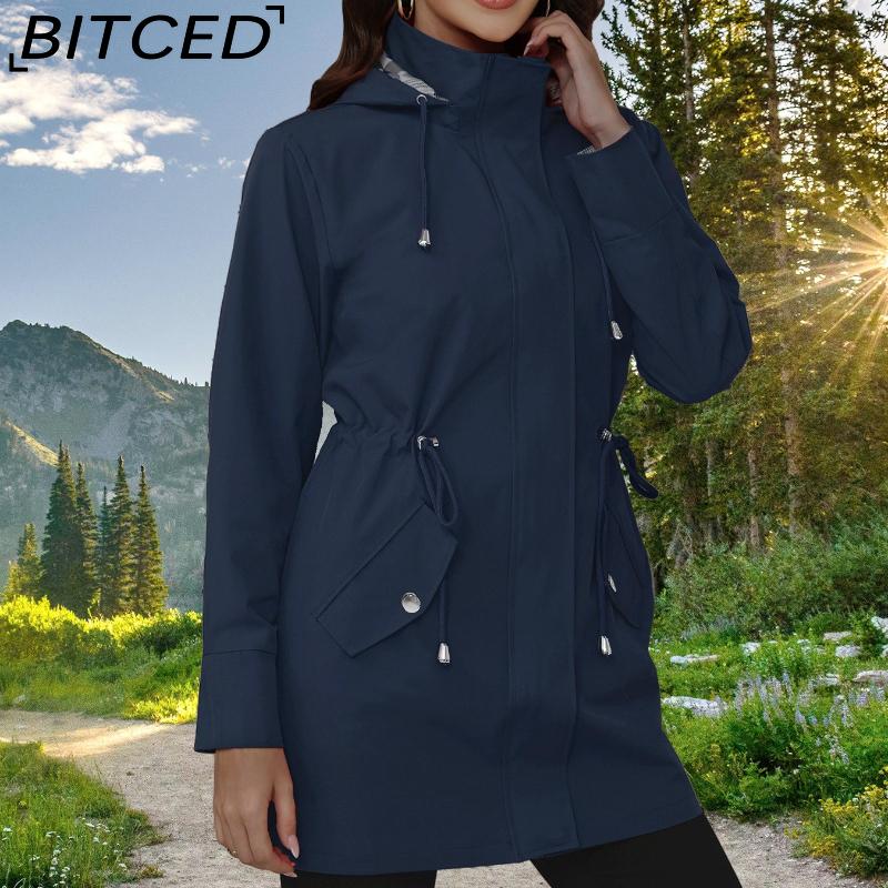 BITCED Frühlings-/Herbst Slim-Fit Kapuzen-Windjacke für Damen - Vielseitiges Freizeit-Oberteil