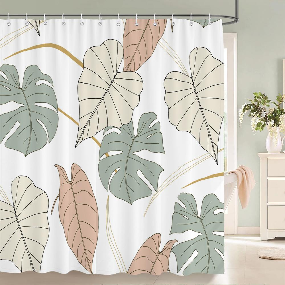 Colorful Beautiful Flowers Bath Curtain Waterproof Fabric Shower Curtains Floral Rose Printing Bathroom Screen Decor with Hooks