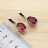 Oval Red Zircon Jewelry Drop Earrings Silver Color Dangle Earring For Women Free Jewelry Box