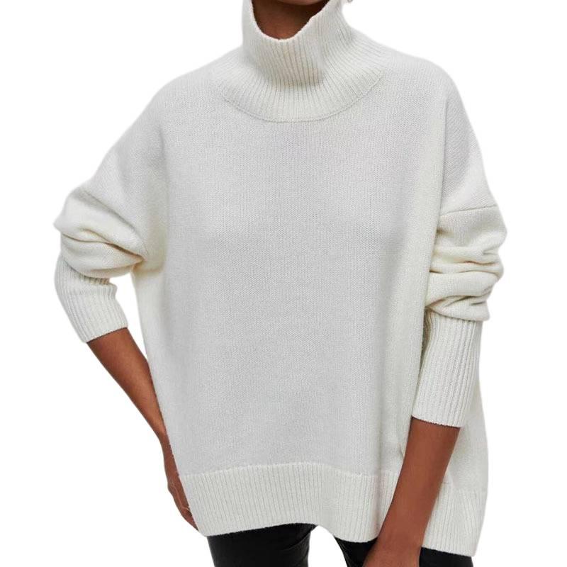 Podzim Zima Nový Módní Trend Svetr s Dlouhým Rukávem Lehký Pohodlný Pulovr s Kulatým Výstřihem Jednobarevný Pletený Svetr pro Ženy