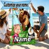 Asciugamano da Spiaggia Personalizzato con Nome Masha e Orso, per Viaggio Campeggio Festa in Spiaggia Decorazione Casa, Regalo di Compleanno per Famiglia e Amici
