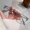 2026 new square glasses women's men's business leisure eyebrow frame glasses frame anti-blue light eye protection flat light glasses