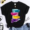 Women's Nail Polish Printed T-shirt, Makeup, Beauty, Aesthetics, Pattern, Women's Clothing, Black, Clothing Summer Streetwear