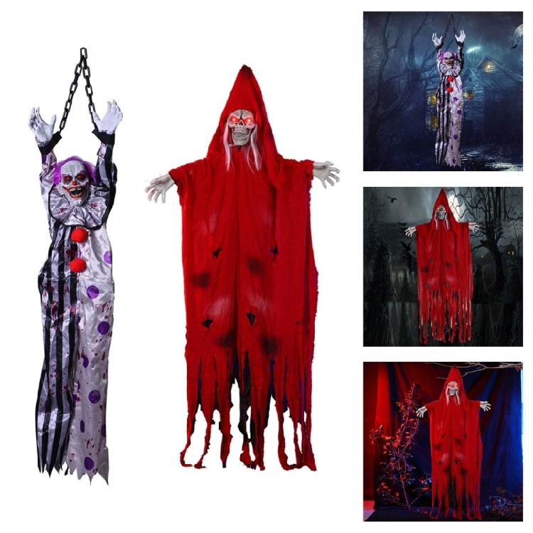 Casa Infestata Scheletro Animatronico Spettro Decorazione Oggetti di Scena Mobili da Esterno Occhi Luminosi Ornamenti per Esposizione di Halloween