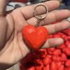 Unique Wood Carved 3D Love Heart Pendant Keyring Handmade Craft Ornament for DIY Bag Charm or Car Interior Decoration