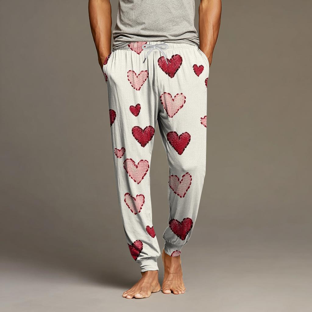 Men's Drawstring Pocket Cuffed Casual Pants Home Sleep Pants
