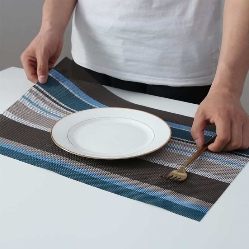 Teslin Dining Table Plate Mat European PVC Hotel Multi-color Striped Color Non-slip Western Dining Mat Spot