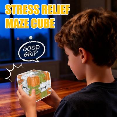1/2Pcs Rolling Ball Maze Cube Brain Teaser 3D Puzzle Maze Cube Stress Relief Logical Thinking Training Bead Maze Cube Educational Toy