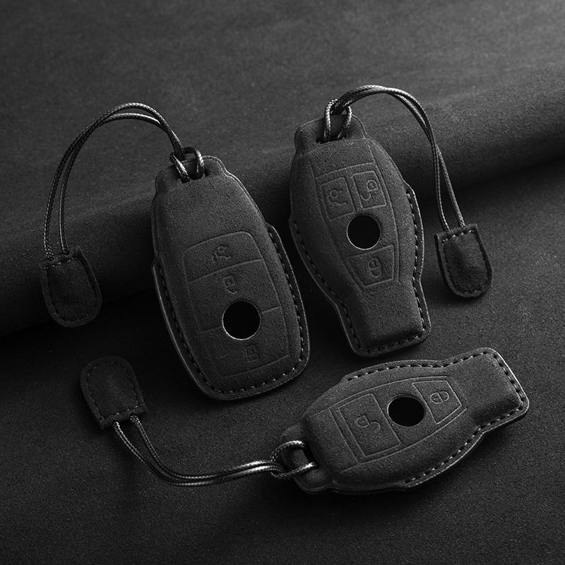 Leather Car Remote Key Case Cover for Mercedes Benz A C E S G Class GLC CLE CLA GLB GLS GLA W177 W205 W213 W222 X167