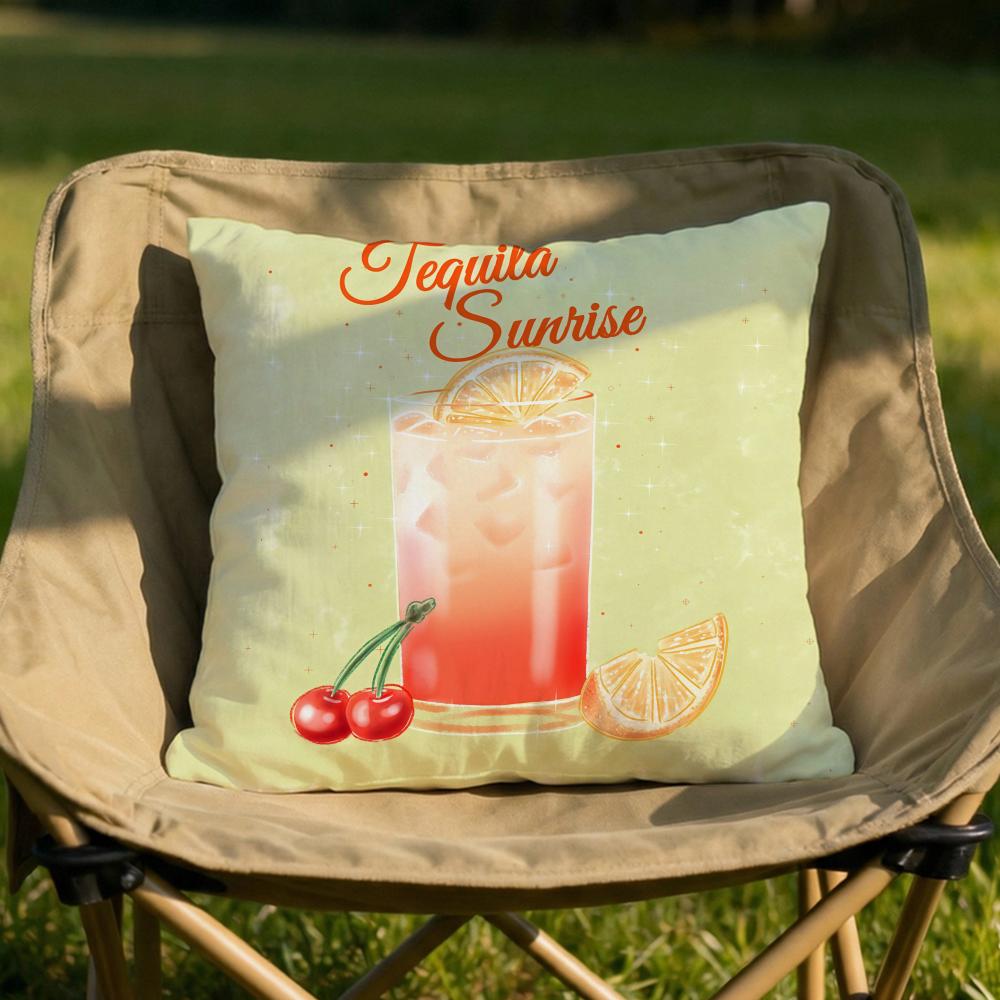 Tequila Sunrise Cocktail Cushion Cover Soft Reversible  Durable Pillow Cover  MultiScene Use for Home  Car Daily Comfort 30X30cm