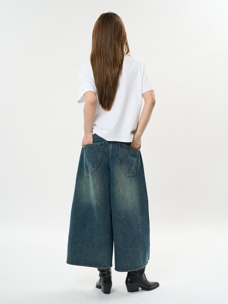 Louvre Spring Retro Tomboy Wide-Leg Jeans - Women's Trendy Loose Cropped Pants