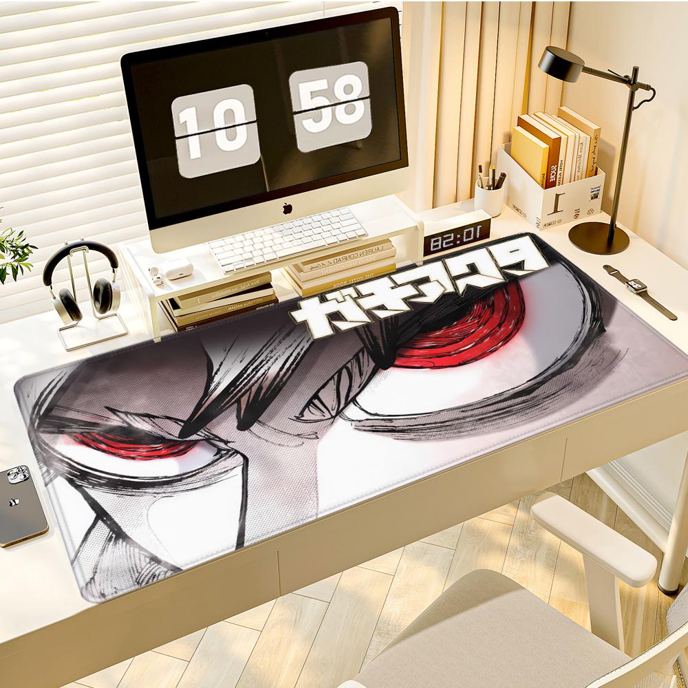 Gaming Mouse PadLarge Desk Mat AntislipStitched Edges Black and White Sketch Anime Boy Tech Print Keyboard Mat for Gamers
