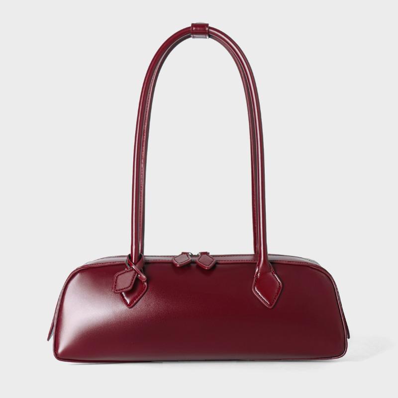 Женская новая нишевая дизайнерская одноплечевая сумка-багет из коровьей кожи большой вместимости, длинная красная сумка-багет женская бордовый