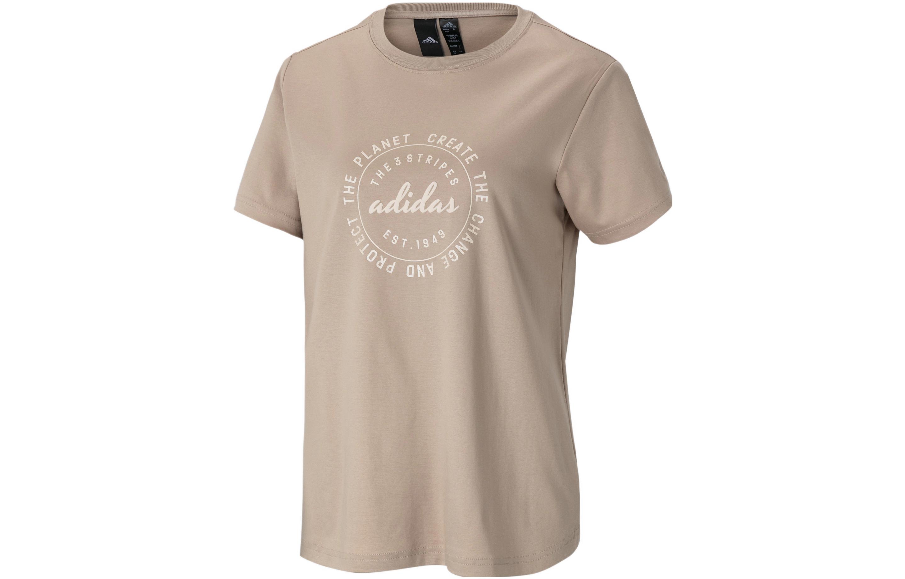 

Adidas T Shirts Women s Brown Crew Neck Moderate Straight Fit HZ9001 S
