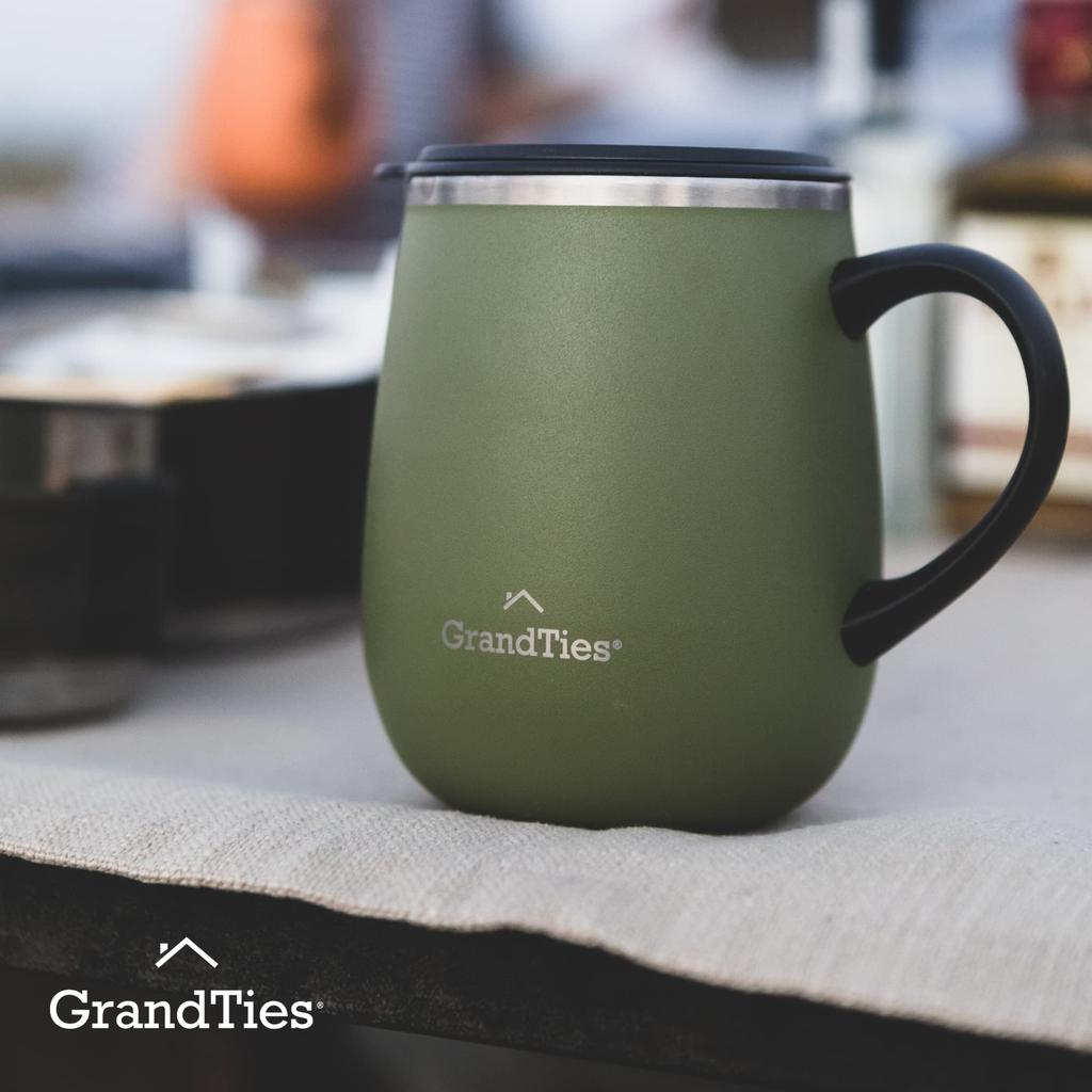 GRANDTIES Premium Vacuum Insulated Available in 19 with Sliding Stainless Steel Vacuum and Popular in the Office Mug, 460ml, Colors, Easy-Open Lid,