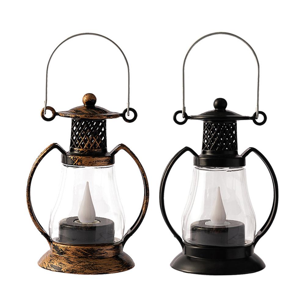 Retro Petroleumlampe Tragbar Altmodische Petroleumlampe Eingebaute Batterie Rustikale Campinglaternen Hof Garten Dekoration