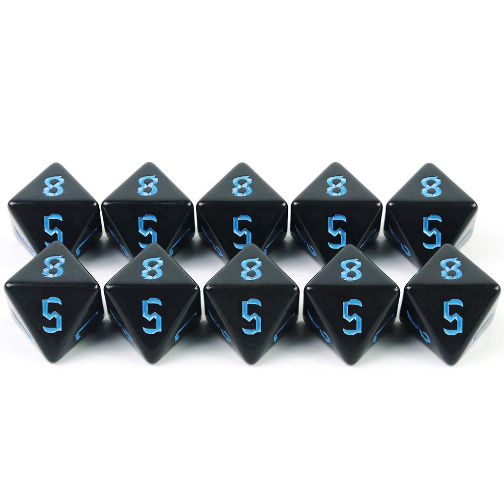Acrylic Dice D8 Polyhedral DND Rpg Magic Gathering Role Playing Table Games Dice, 10pcs Opaque Dices
