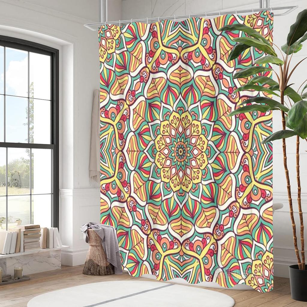Mandala Muster Duschvorhang Badezimmer Duschvorhang Wasserdicht Mit 12 Haken Heimdeko Kostenloser Versand
