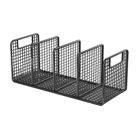 Iron Bookshelf with 4-Grid Organizer Thick Iron Anti-Rust Durable Book Storage Rack for Office Documents