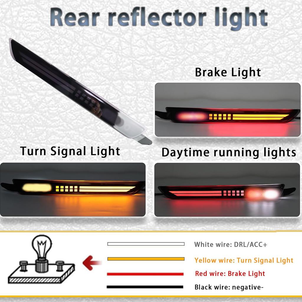 Smoked LED Rear Bumper Reflectors Fog Brake Tail Light Sequential Turn Signal Lamps Accessories Compatible with Mazda CX30 CX-30 2020 2021 2022 2023