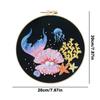 Ocean Scenery DIY Stamped Embroidery Stitches Practice Kit 30x30cm Embroidery Starter Kit with 20cm Embroidery Hoop for Adults