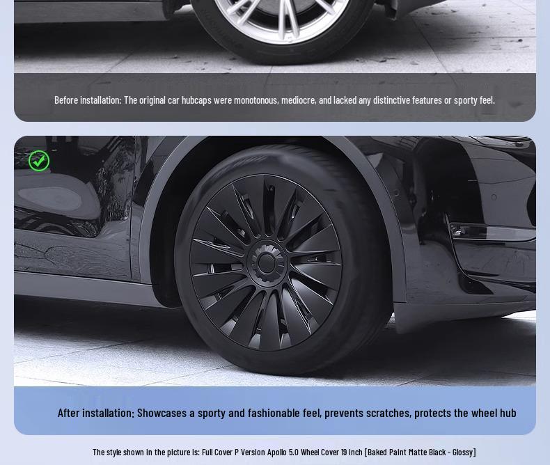 19-Inch Model Y Tesla Hubcaps: Sun God Full-Edge Covers for Modification