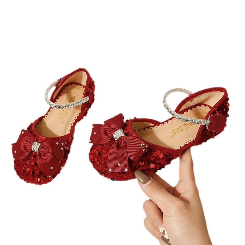 Girls' Sandals Summer New Performance Crystal Baotou Little Girls' Princess Sandals Medium Large Children's Soft Bottom