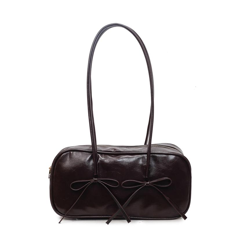 PU Solid Color Bow Zipper Satchels 2026 High Quality Temperament Bags Exquisite Designer Recommendatis Fashi Shoulder Bags