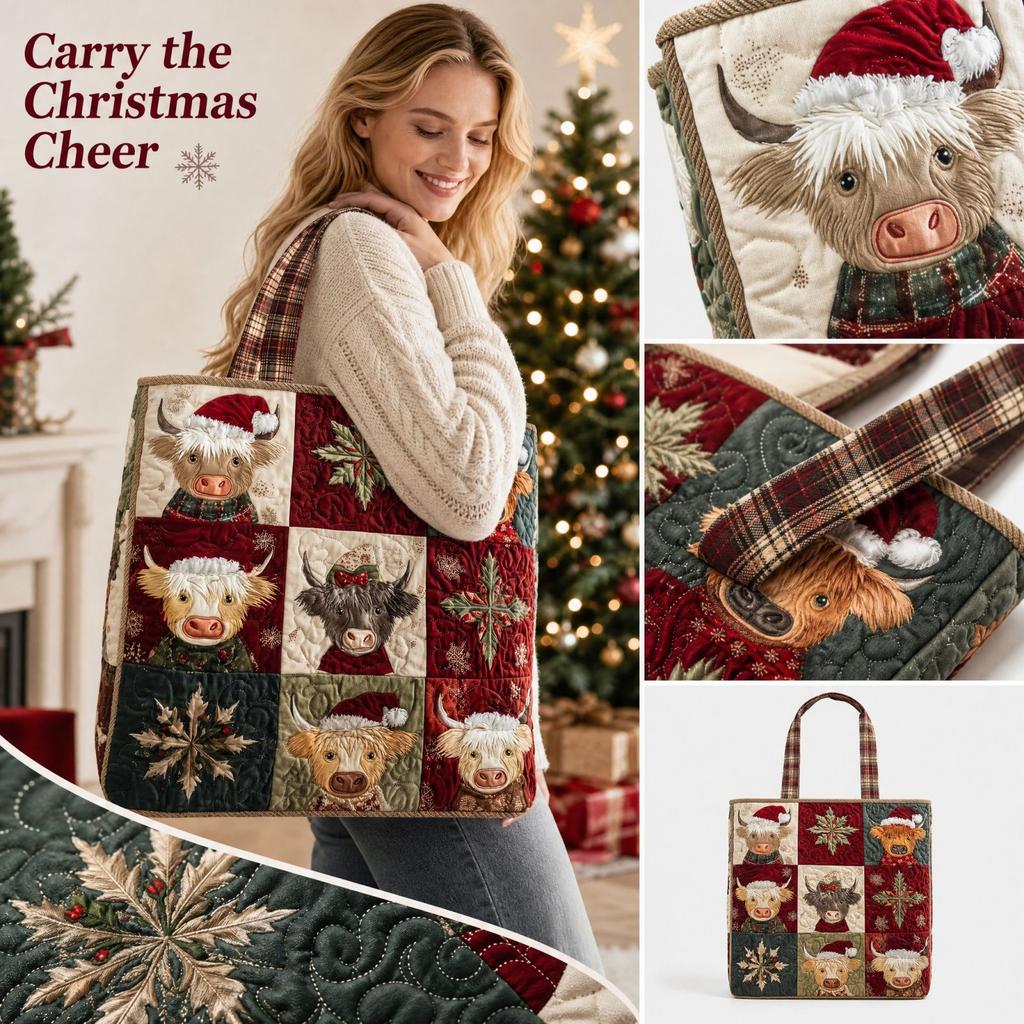 Polyester Christmas Print Bag for Holiday Shopping and Everyday Use