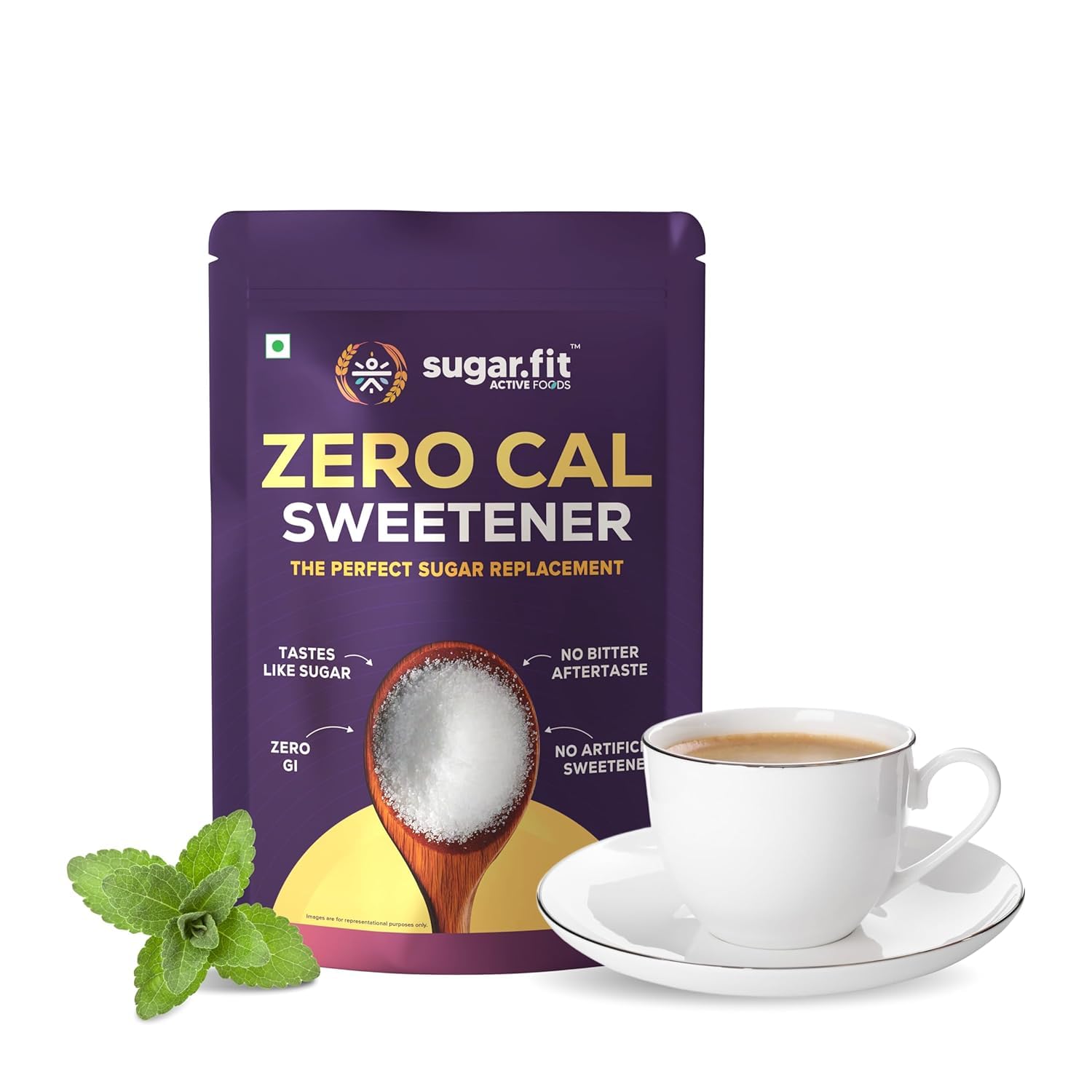 

Sugar.fit Zero Calorie Stevia Sweetener | 100% Plant-Based Stevia & Erythritol Blend, Zero Glycemic Index, Sugar-Free, No Bitter Aftertaste, Keto-F
