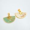 Hot-Selling Enamel Gold-Plated Fan Pendant Necklace - Retro Chinese Style for Women