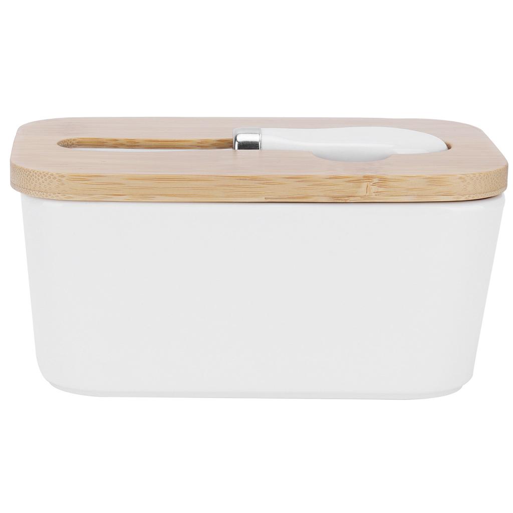 Nádoba na máslo s dřevěným víkem Keramická uzavřená kuchyňská dóza na máslo Zásobník na potraviny