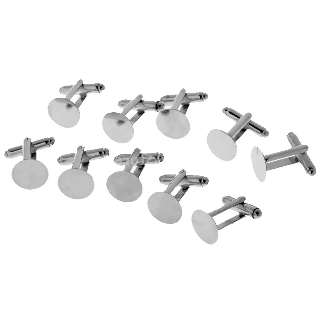 10 Blank 15mm Round Pad Finding Men CuffLink