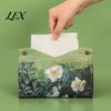 Student Desk Tissue Storage PU Leather Box Cover with Wild Rose/Sunflower Pattern, Foldable Desktop Organizer, Napkin Holder Modern Home Accessory