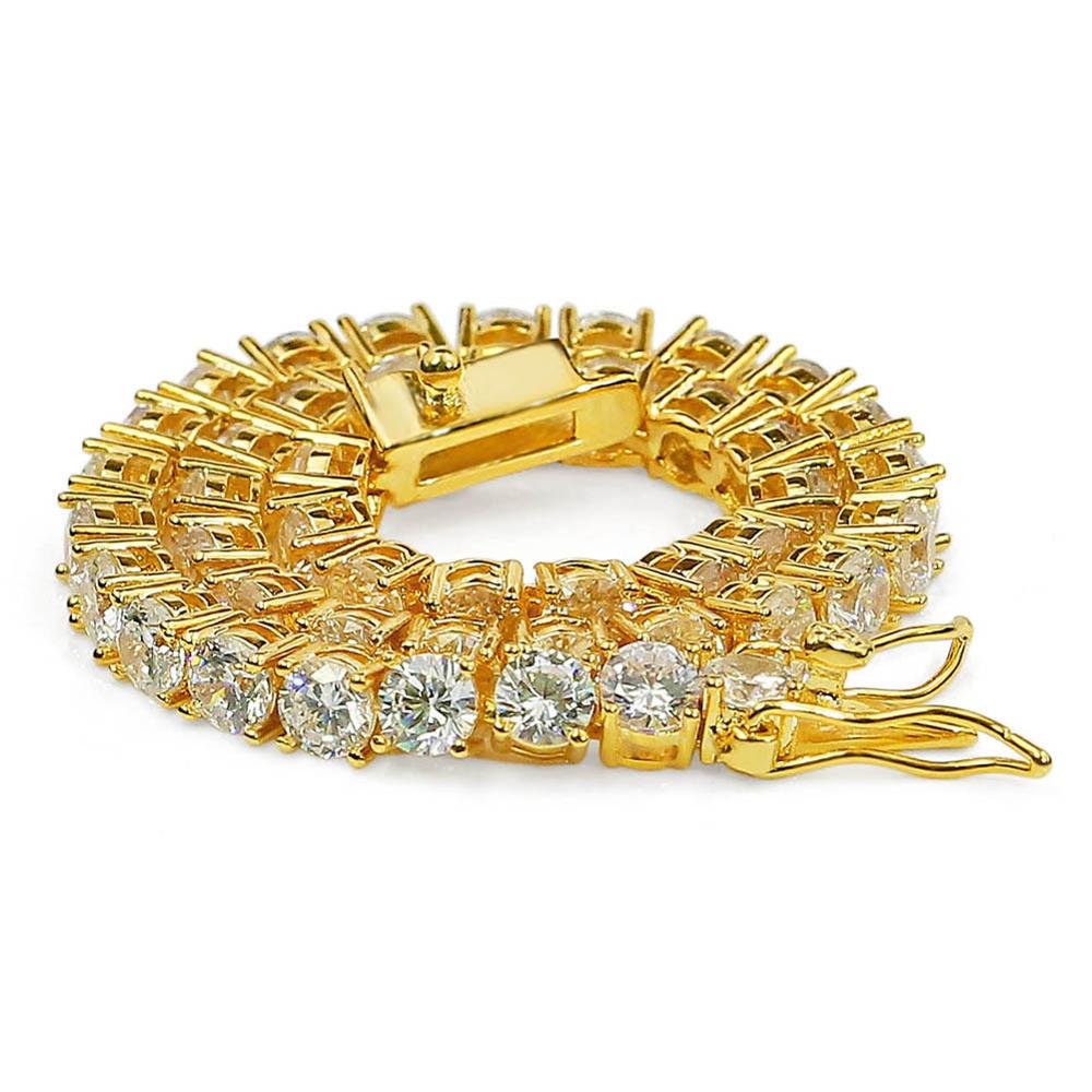 Hip Hop Jewelry Factory Wholesale Hot Sale 5mm Tennis Chain Cuban Chain Bracelet 18k Gold Plated Bracelets Popular 7inches(17.78cm) золотой