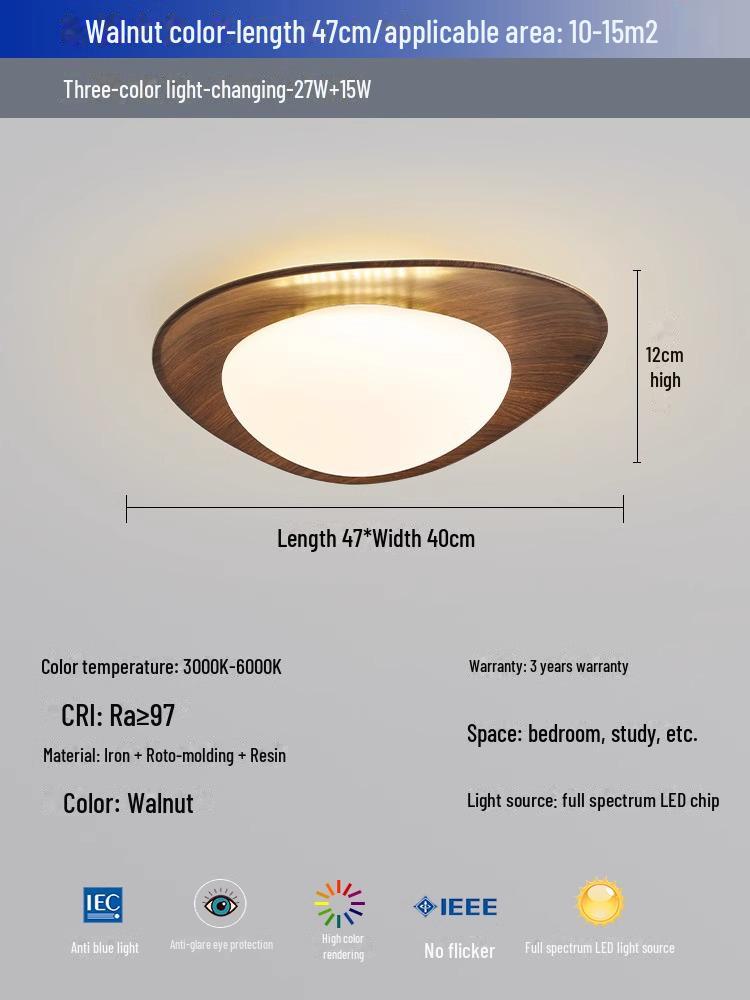 "Nordic Wood Grain Ceiling Lamp for Bedroom & Kids' Room"