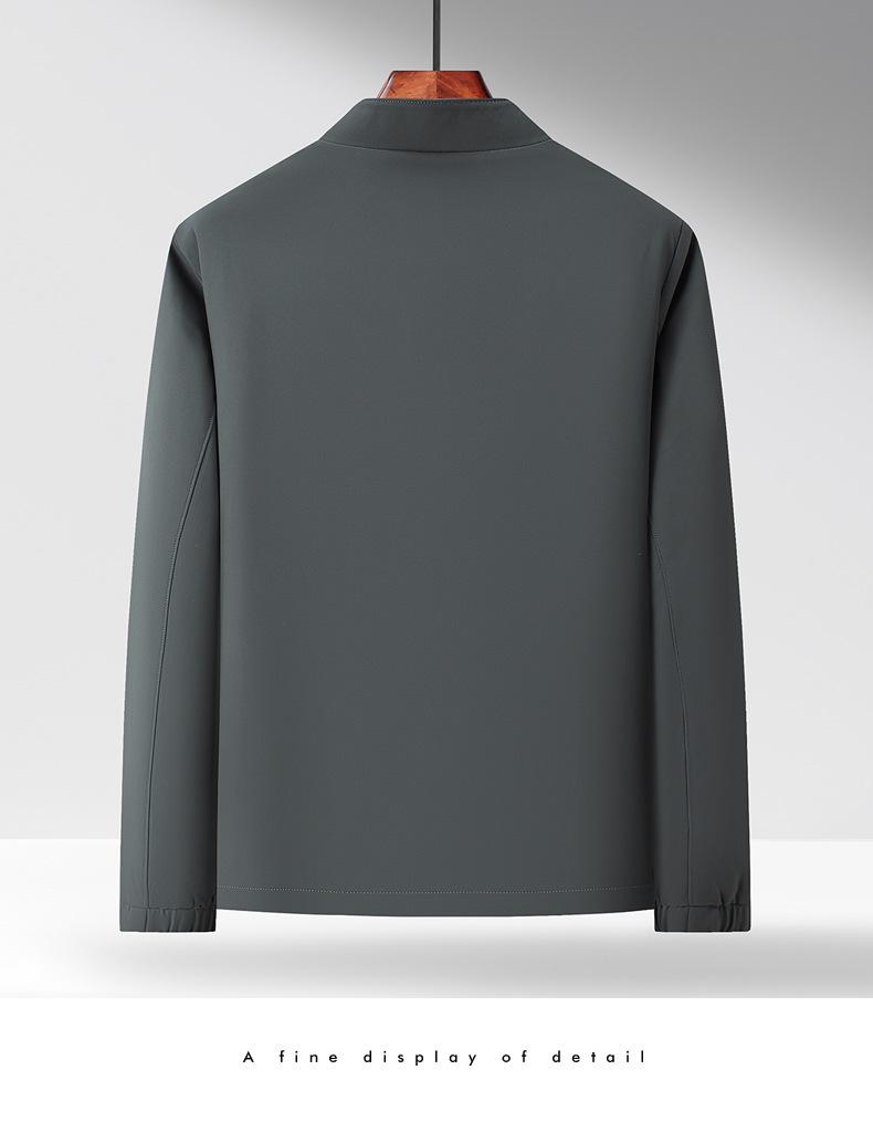 Men's Solid Color Stand Collar Zipper Jacket - Business Casual for Middle-aged and Elderly