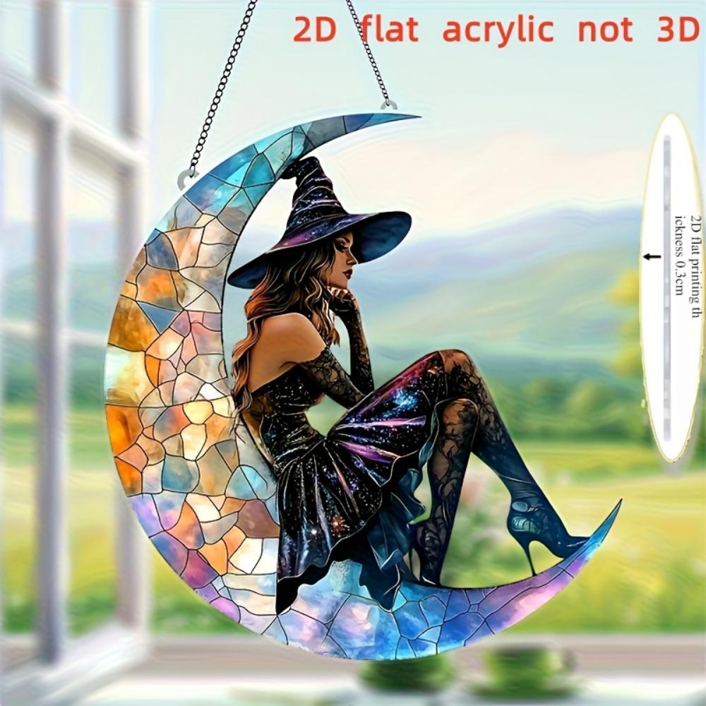 2D Flat Pendant Moon Sun Catcher Acrylic Window Decoration Suitable for Living Room, Porch,courtyard Garden Porch Pendant,window Decoration,witch Gift