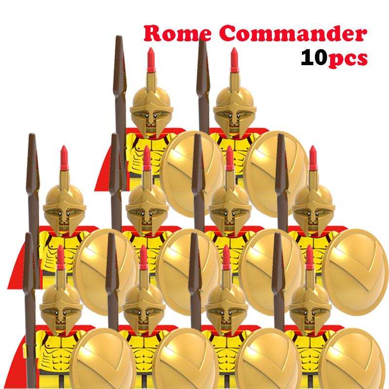 10 st MOC Medeltida Slott Riddare Rom Soldater Byggklossar Militär Forntida Egypten Mumiefigurer Krigare Vakt Vapen Kloss