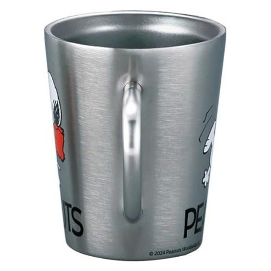 PEANUTS Snoopy Double Wall Mug Stainless Steel 360ml Approximately 911cm Keeps Beverage Temperature Resistant Heat Ribbon Goods Tableware Gray