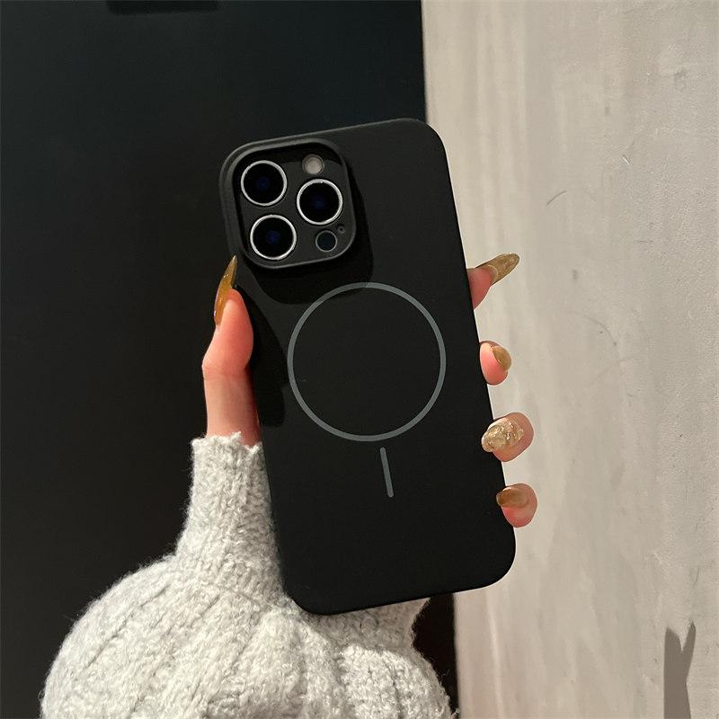 

Мягкий силиконовый чехол для телефона Apple iPhone 16 15 Pro Max 14 Pro 13 с магнитной присоской и защитой от падений iPhone 16 Pro Max чёрный