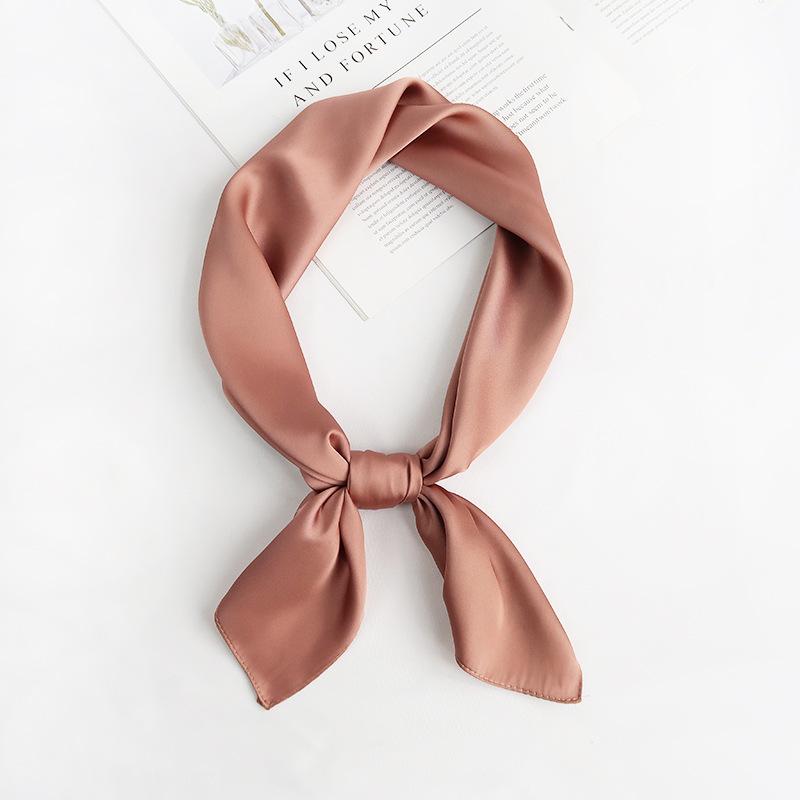 Solid Color 70 Small Square Scarf Silk Scarf Women'S Simple And Versatile Spring And Summer Professional Decoration Monochrome Small Scarf Scarf