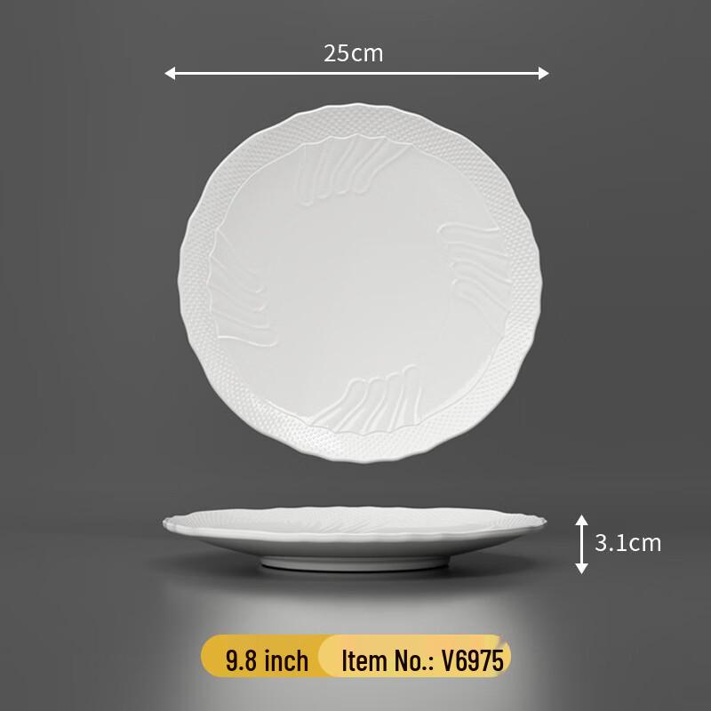 SHALL 9.8-inch Melamine Embossed Round Plates, 10-Pack